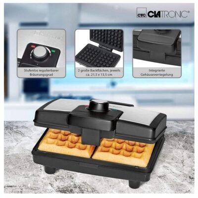 Gaufrier Electrique Clatronic pour 02 Gaufres 800W avec Température Réglable - WA 3606 DariTek