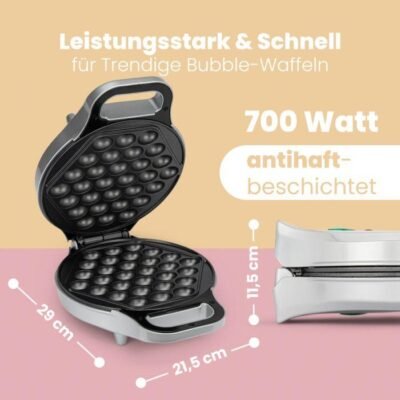 صانعة وافل كهربائية Clatronic لتحضير وافل الفقاعات بقوة 700 واط مع دوران 180° – Bubble Waffle WA 3772 DariTek