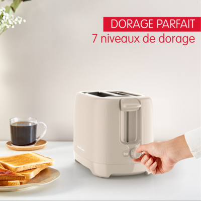 Grille Pain Electrique Moulinex Double Fentes 850W avec 7 Niveaux de Dorage - Morning LT2MOB10 DariTek