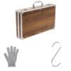 Ensemble de Couteaux Valise 09 Pièces en Acier Inoxydable et Poignées En Bois avec Couperet, Aiguiseur et Gant de Protection – Image 2