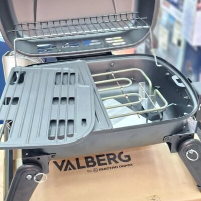 Barbecue Électrique sur Pied Valberg Grill et Plancha 2200W avec Couvercle et Thermostat Réglable - ELEC-VAL-PORT4737 DariTek