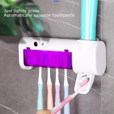 Stérilisateur et Porte Brosse à Dents avec Distributeur de Dentifrice Rechargeable DariTek