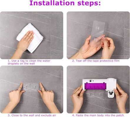 Stérilisateur et Porte Brosse à Dents avec Distributeur de Dentifrice Rechargeable DariTek