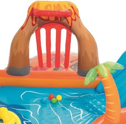 Piscine et Toboggan Gonflable Volcan Bestway - 2.65m x 2.65m x 1.04m - Centre de Jeu Pour Enfants - 53069