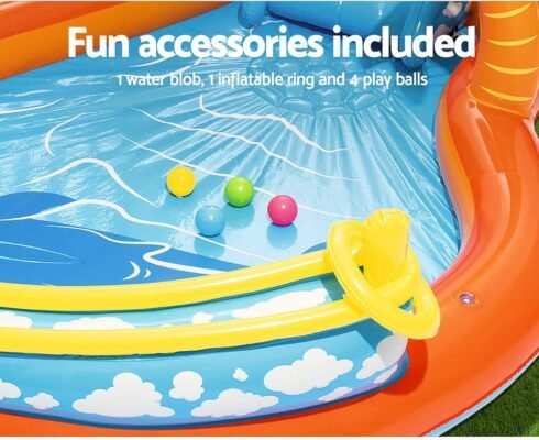 Piscine et Toboggan Gonflable Volcan Bestway - 2.65m x 2.65m x 1.04m - Centre de Jeu Pour Enfants - 53069