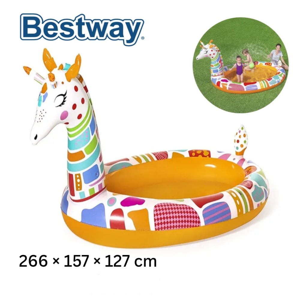 Piscine Rond Gonflable Bestway Giraffe Pour Enfants Avec Arroseur 266 x 157 x 127cm - 53089