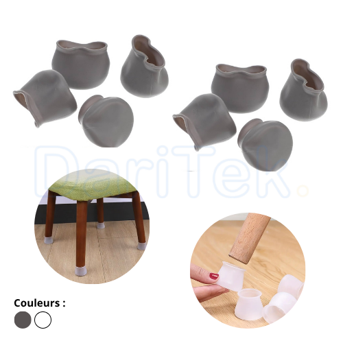 Protège Pieds Chaises et Tables 8 Pcs en Silicone - Protection Anti-Rayures et Réduction du Bruit