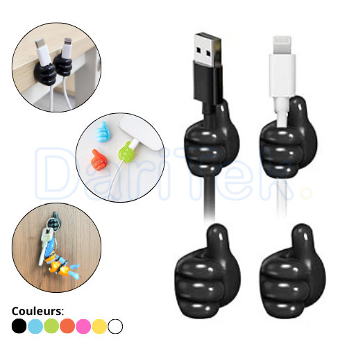 Attache Cable 04 Pcs Crochet Mural Le Pouce Adhésifs en Silicone