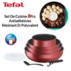 طقم أواني طهي Tefal من 8 قطع – مقالي و قدور غير لاصقة مع مقبض قابل للإزالة و ملعقة – Ingenio Daily Chef L3989102 DariTek