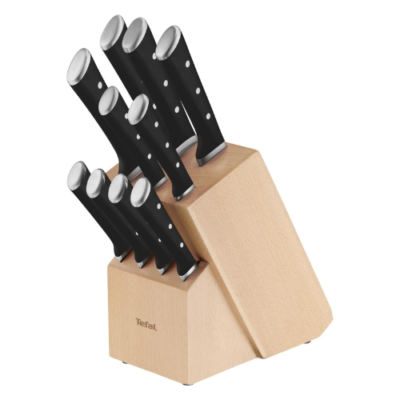 Bloc de Couteaux de Cuisine Tefal 11 Pièces avec Bloc en Bois et Lames en Inox Allemand Ultra Tranchant - Ice Force K232SA14 DariTek