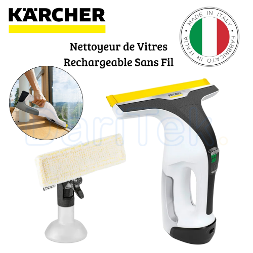 Nettoyeur de Vitre Karcher Sans Fil Rechargeable 150 mL avec Autonomie de Batterie Extra Longue 100 min et Accessoires Inclus - WV 6 PLUS