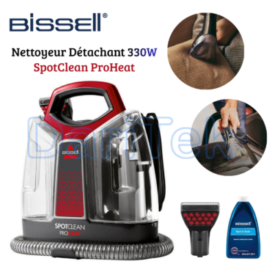 Nettoyeur de Taches Multi Surfaces Bissel SpotClean ProHeat 330W avec Technologie HeatWave - Détacheur pour Tapis, Moquettes, Meubles, Tissus, Voiture et Plus - 36988
