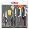 طقم سكاكين المطبخ Tefal Comfort من 5 قطع من الفولاذ المقاوم للصدأ مع مقص وأغطية حماية – K2215S55 DariTek