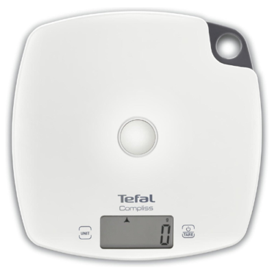 ميزان مطبخ إلكتروني Tefal Compliss بسعة 5 كغ مع وظيفة العودة للصفر (Tare) – BC1000V1 DariTek