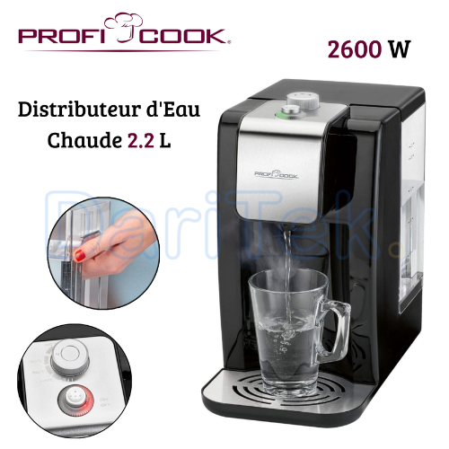 Distributeur d’Eau Chaude Proficook 2.2 L 2600 W avec 5 Niveaux de Température - PC-HWS 1168