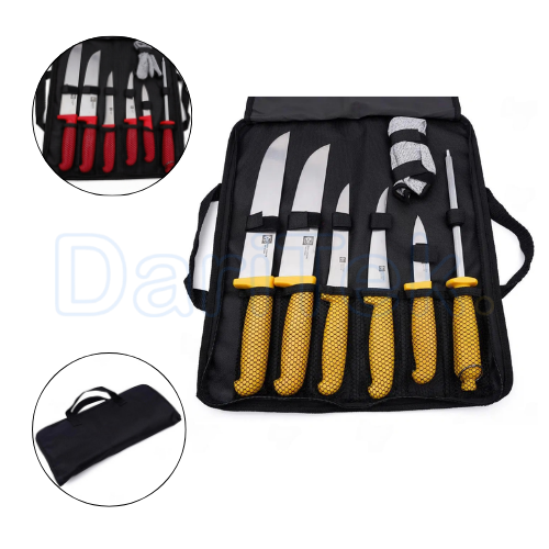 Ensemble de Couteaux Kit 07 Pièces en Acier Inoxydable avec Pochette et Gant