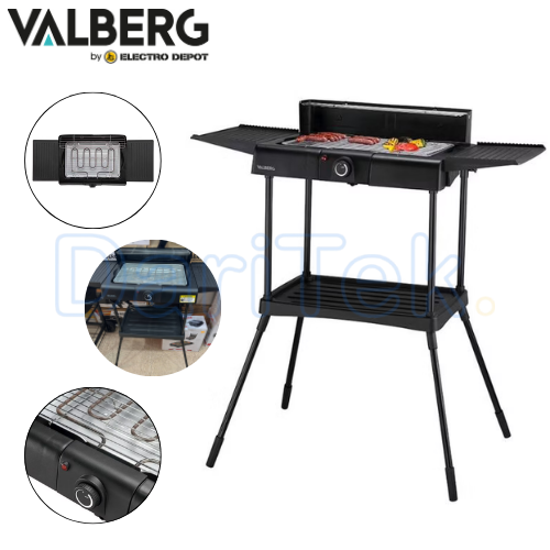 Barbecue Électrique sur Pied VALBERG Grill 2200w 4 Personne avec Thermostat Réglable - VAL-EL2200