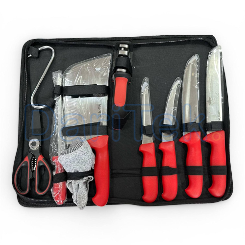 Ensemble de Couteaux Kit 10 Pièces en Acier Inoxydable avec Pochette et Gant Anti-Coupure