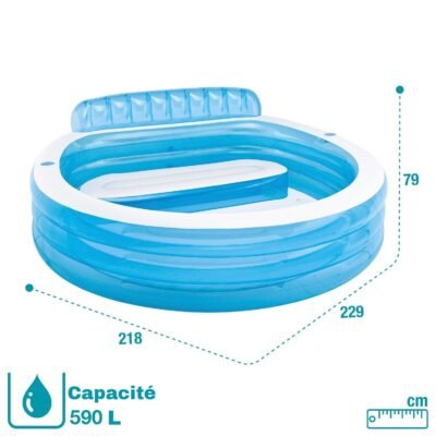 Piscine Rond Gonflable INTEX Avec Fauteuil Familiale 224 x 216x 76 cm - 57190