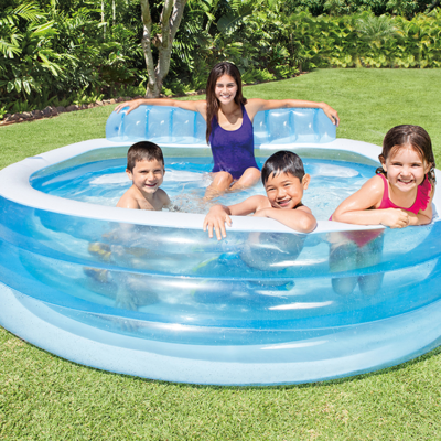 Piscine Rond Gonflable INTEX Avec Fauteuil Familiale 224 x 216x 76 cm - 57190
