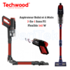Techwood Aspirateur Balai et A Main sans fil 2en1 140W avec Réservoir 800mL- Autonomie 35min - Léger Avec Accessoires Inclus - TAB-6625 DariTek