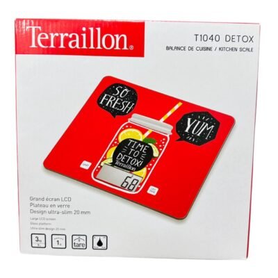 Balance de Cuisine Numérique Terraillon 3 Kg avec Surface en Verre - T1040 DETOX Rouge DariTek