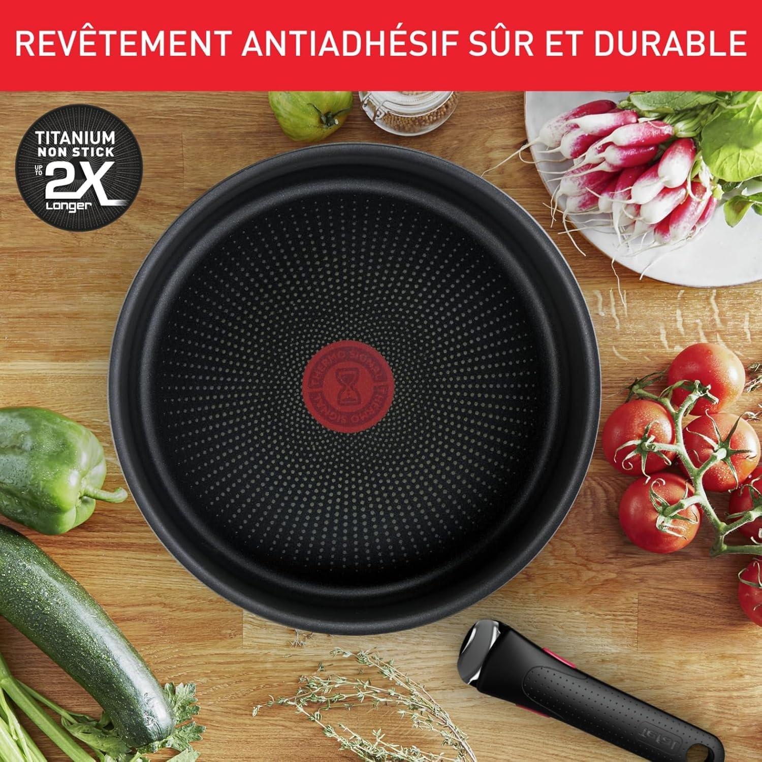Batterie de Cuisine Tefal 10 Pièces à Poignée Amovible et Poêle et Casseroles en Inox Anti-adhésif - Ingenio Emotion L897S104 Batterie de Cuisine Tefal 10 Pièces à Poignée Amovible et Poêle et Casseroles en Inox Anti-adhésif - Ingenio Emotion L897S104 – Image 5