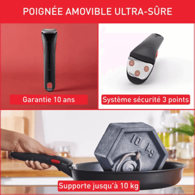 طقم أواني طهي Tefal من 20 قطعة من الفولاذ المقاوم للصدأ – مقالي وقدور مع مقابض قابلة للإزالة – Ingenio Emotion L897SK04 DariTek