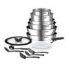طقم أواني طهي Tefal من 15 قطعة – مقالي و قدور غير لاصقة متوافقة مع الحثّ مع مقبض قابل للإزالة وإكسسوارات متعددة – Ingenio Emotion L897SF04 DariTek