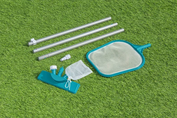 مكنسة مسبح 2 في 1 مع شبكة AquaClear من Bestway - طقم تنظيف كامل وسريع - 58013 DariTek
