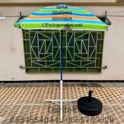 Parasol 1.70 m à Rayures Anti Soleil pour Plage et Jardin (Socle NON Inclus)