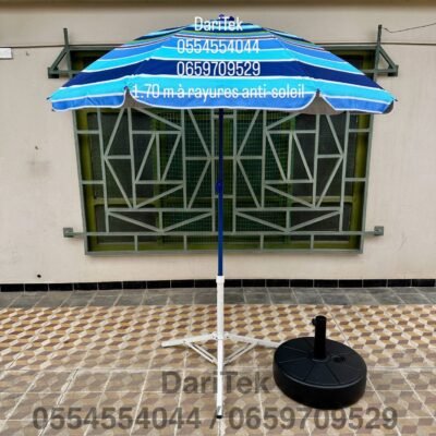 Parasol 1.70 m à Rayures Anti Soleil pour Plage et Jardin (Socle NON Inclus) DariTek