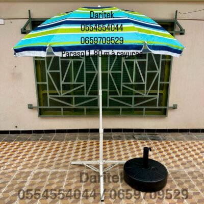 Parasol 1.80 m à Rayures Multi couleurs pour Plage et Jardin (Socle NON Inclus)