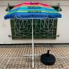 Parasol 1.80 m à Rayures Multi couleurs pour Plage et Jardin (Socle NON Inclus)