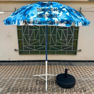 Parasol 2 m Importation Anti Soleil avec Baleines Renforcées pour Plage et Jardin (Socle NON Inclus)
