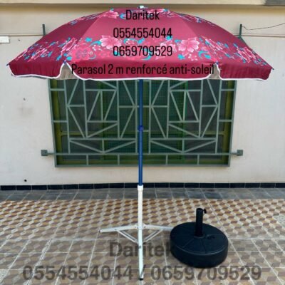 Parasol 2 m Importation Anti Soleil avec Baleines Renforcées pour Plage et Jardin (Socle NON Inclus) DariTek