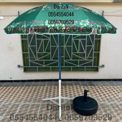 Parasol 2 m Importation Anti Soleil avec Baleines Renforcées pour Plage et Jardin (Socle NON Inclus) DariTek