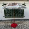 Parasol Importation 2 m à Rayures avec Dentelle pour Plage et Jardin (Socle NON Inclus)