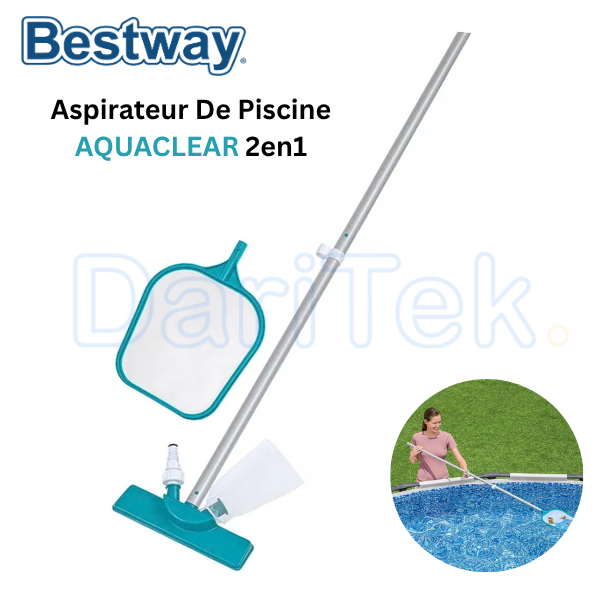Aspirateur De Piscine 2en1 avec Filet - Kit De Nettoyage Complet Et Rapide Bestway AquaClear 58013