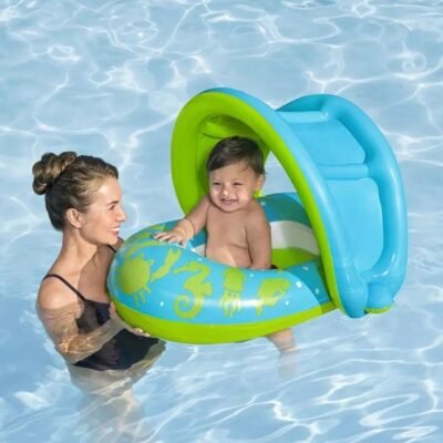 Bouée Bébé avec Pare-Soleil anti UV Bestway 80 x 85 cm pour Piscine et plage - 34091