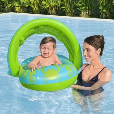 Bouée Bébé avec Pare-Soleil anti UV Bestway 80 x 85 cm pour Piscine et plage - 34091