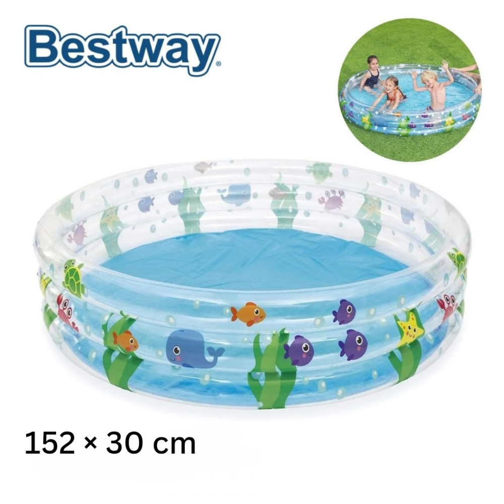 Piscine Ronde Gonflable Bestway avec 3 Anneaux 152 x 30 cm Pour Enfants - 51004
