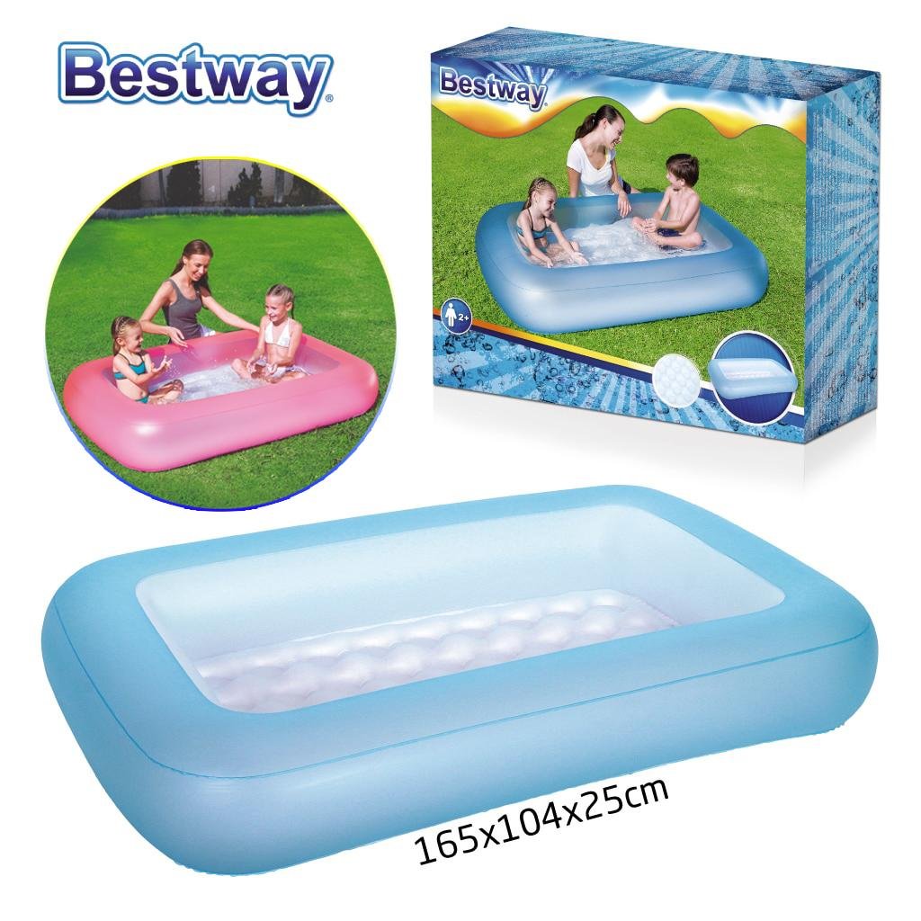 مسبح أطفال مستطيل قابل للنفخ Bestway بأبعاد 165 × 104 × 25 سم - 51115 Piscine Rectangulaire Gonflable Bestway 165 x 104 x 25cm Pour Enfants - 51115