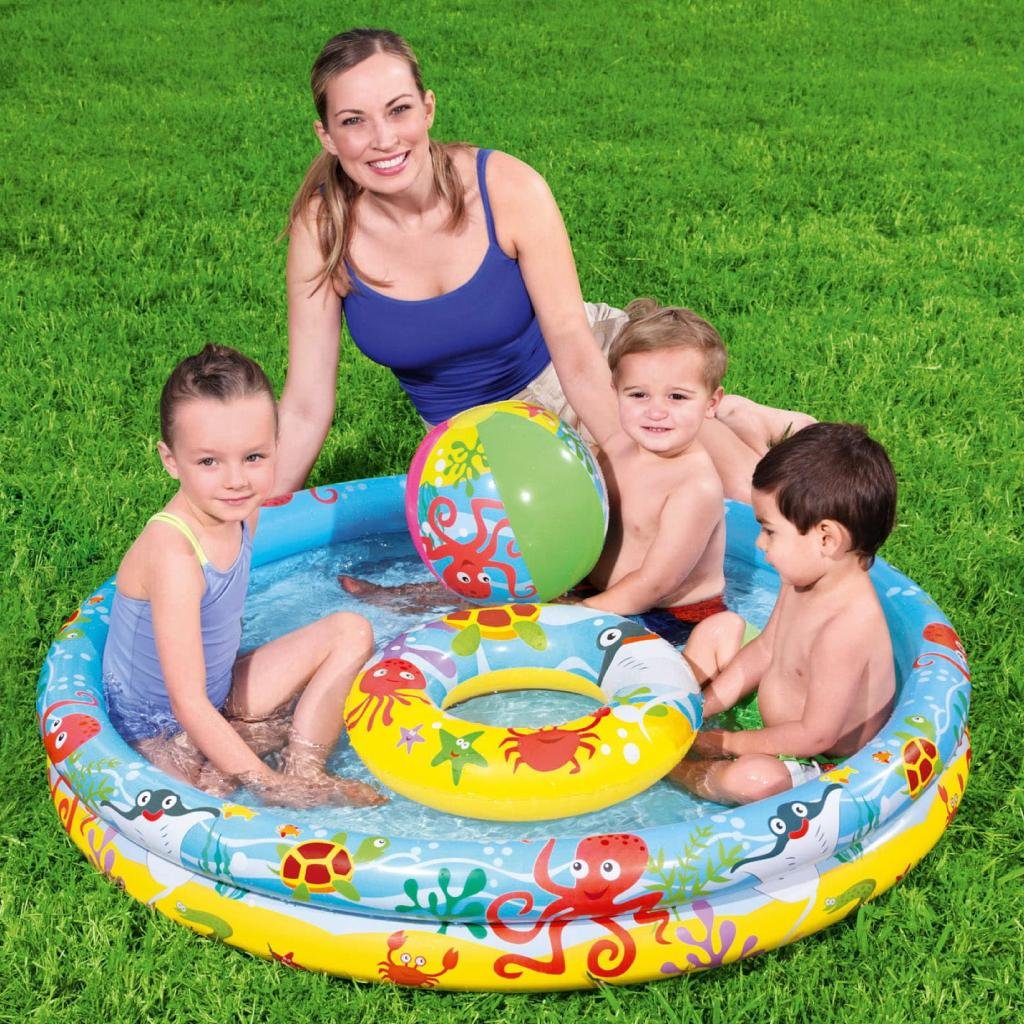 مجموعة مسبح أطفال 3 في 1 قابل للنفخ من Bestway يشمل عوامة وكرة بأبعاد 122 × 20 سم - 51124 Piscine Gonflable Bestway 3en1 pour enfants avec bouée et ballon - 51124