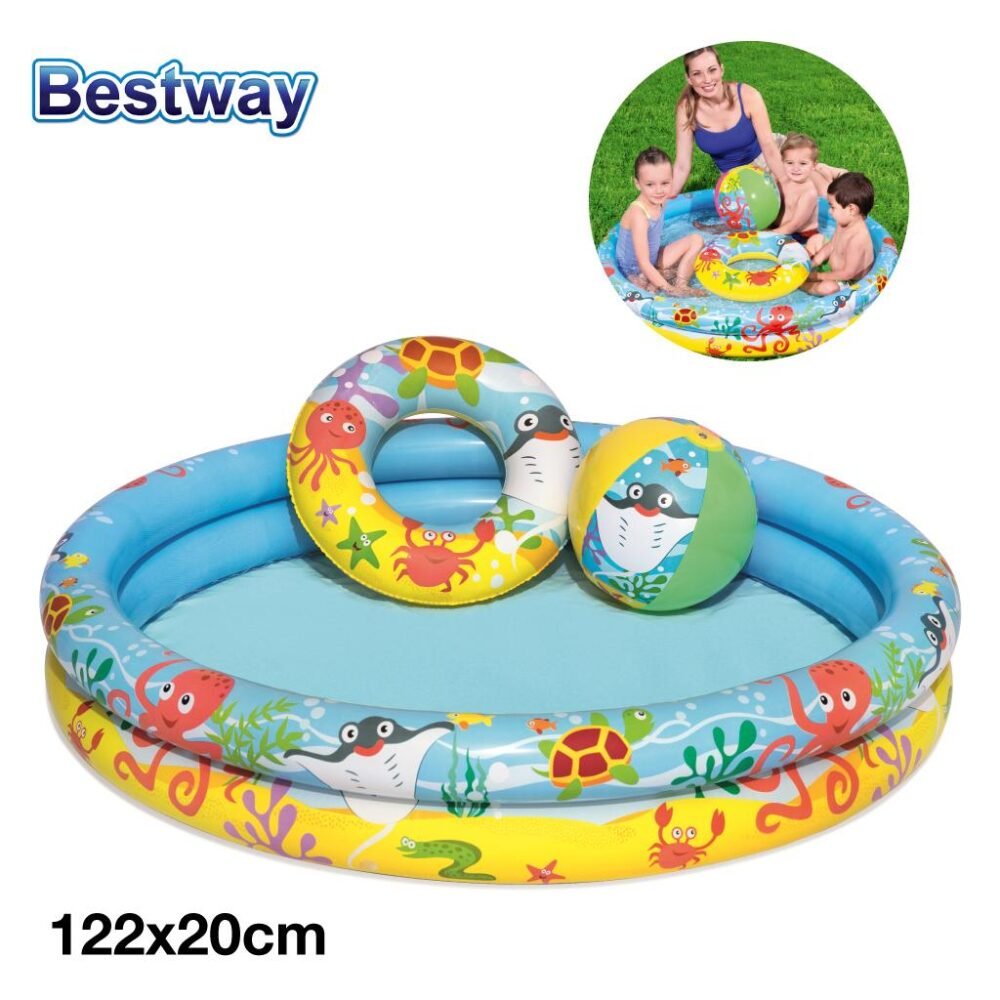 Piscine Gonflable Bestway 3en1 pour enfants avec bouée et ballon - 51124