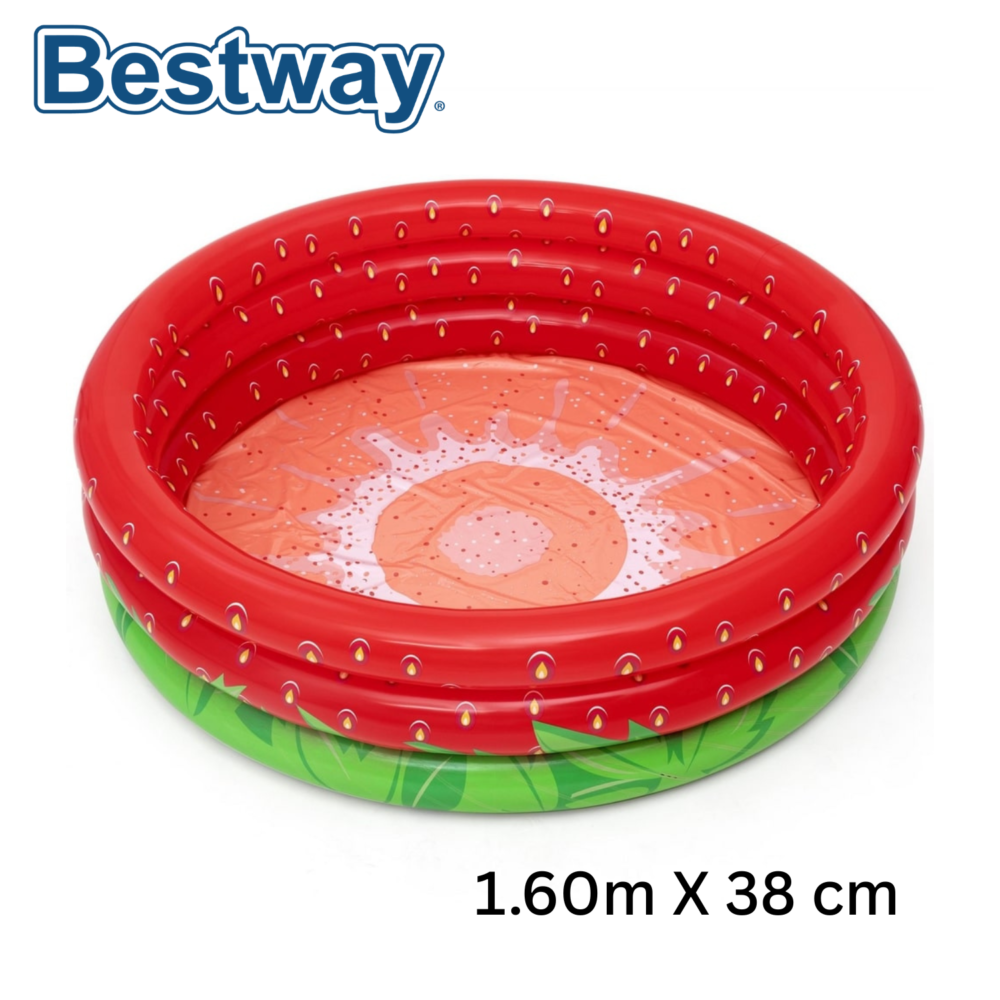 Piscine Ronde Gonflable Fraise Bestway Avec 3 Anneaux pour enfants - 160 x 38 cm - 51145