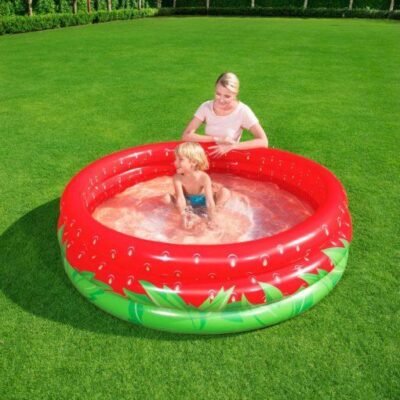 Piscine Ronde Gonflable Fraise Bestway Avec 3 Anneaux pour enfants - 160 x 38 cm - 51145