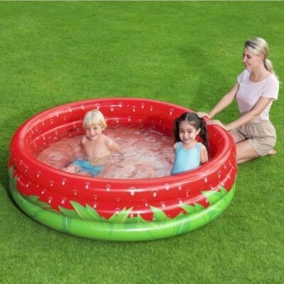 Piscine Ronde Gonflable Fraise Bestway Avec 3 Anneaux pour enfants - 160 x 38 cm - 51145