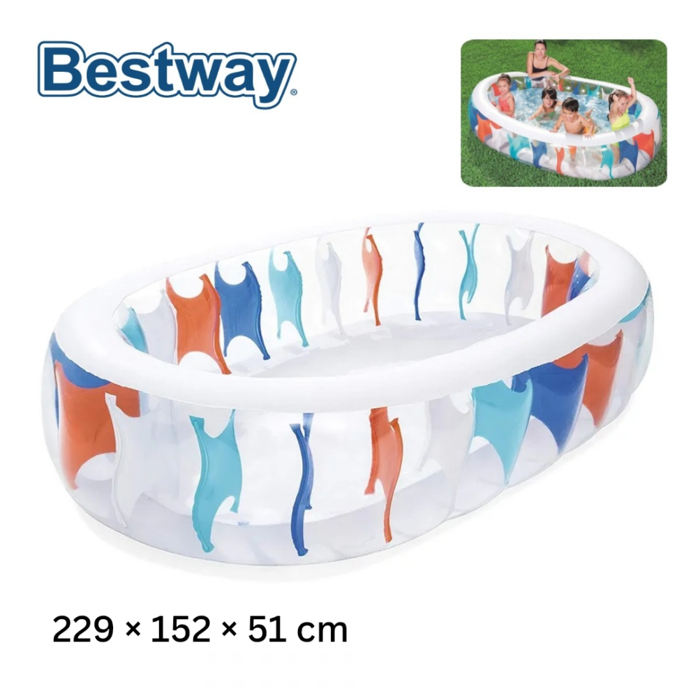 Bestway Piscine Elliptique Gonflable Familiale Grande 229 × 152 × 51 cm - 54066