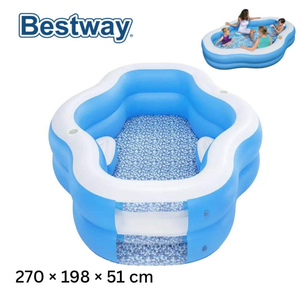Piscine Gonflable Bestway Splashview Familiale Avec Sièges Et Porte-gobelets 270 × 198 × 51 cm - 54409